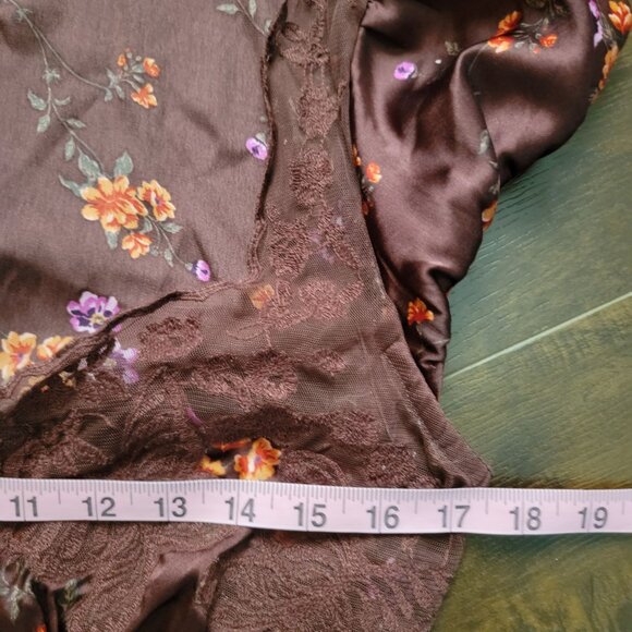 Free People Butterfly Babe Maxi Dress Womens M Y2K Chocolate Brown Lace Satin - Picture 6 of 8